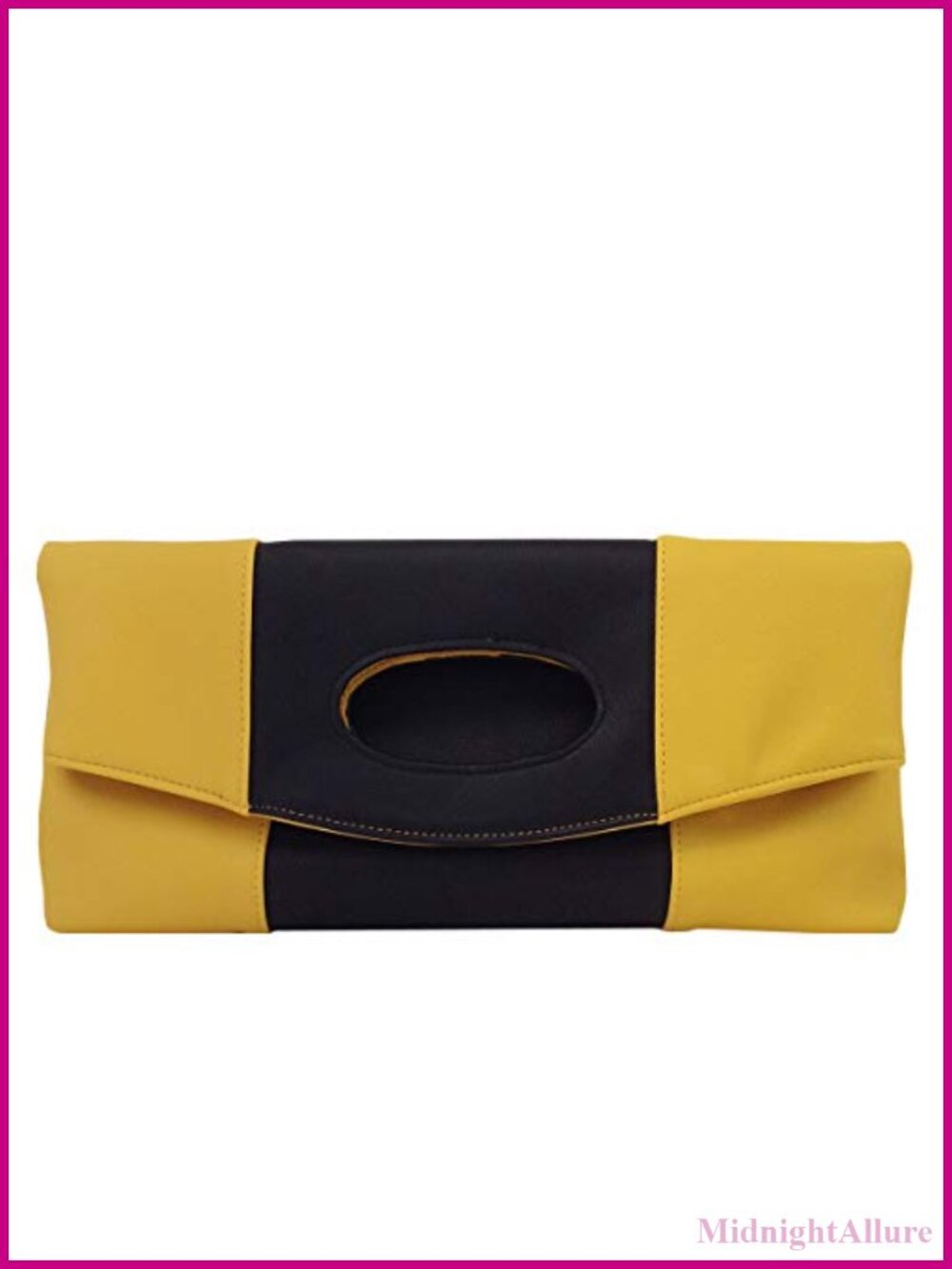 Synthetic Leather Fold Over Clutch Evening Bag with Detachable Chain